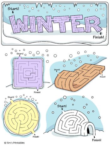 winter-mazes-tims-printables - Tim's Printables