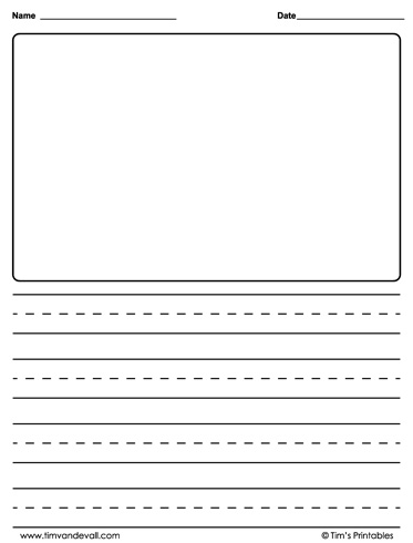 writing paper template with space for drawing